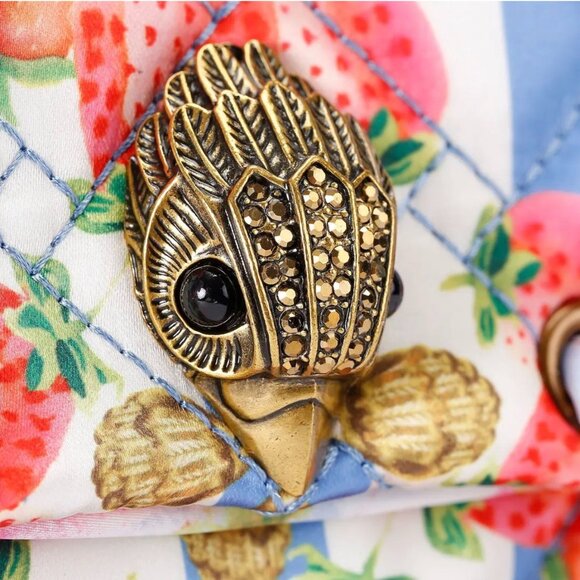 Kurt Geiger Kensington Bag Blue Stripe Strawberry Satin Scarf Shoulder Bag - NEW - Picture 4 of 11